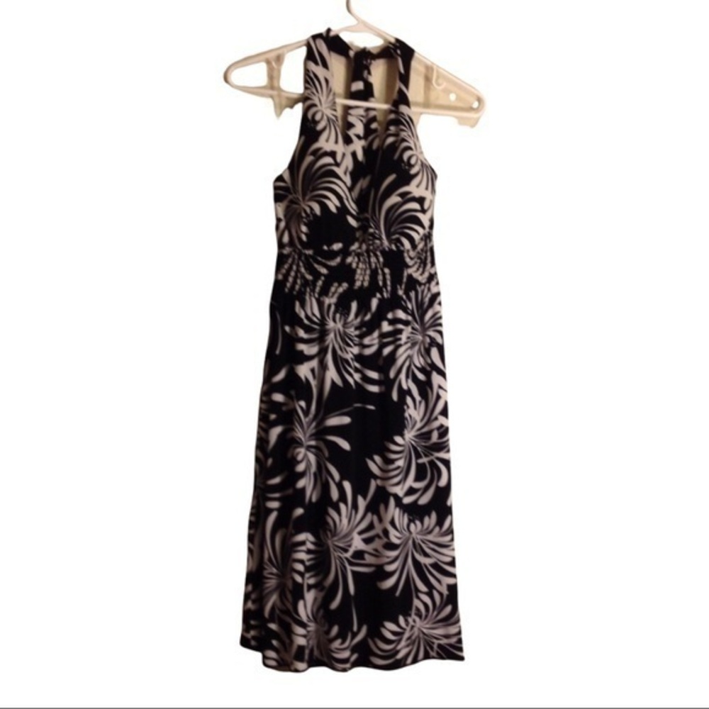 Marilyn Monroe inspired black and white prints halter neck dress Sz M